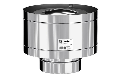 Оголовок Craft нержавеющий (316/0,8/304/0,5), ф115/200 с ветрозащитой черный