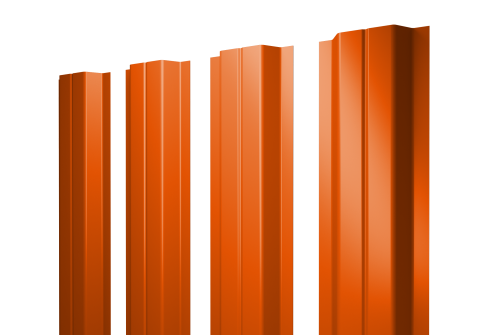 Штакетник П-образный A с прямым резом 0,45 PE RAL 2004 оранжевый