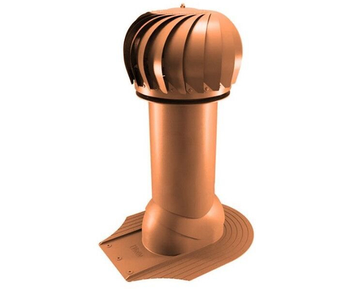 Роторная вентиляция для мягкой кровли при монтаже d110мм, h-550мм не утепленная, кирпичная RAL 8004