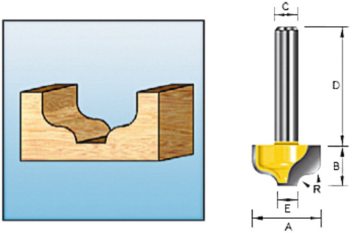 Фреза пазовая фасонная 3.18R, 19.05х11.11, S8, 2T Makita D-11047