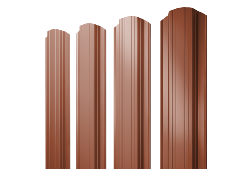 Штакетник Прямоугольный фигурный 0,45 Drap TX RAL 8004 терракота