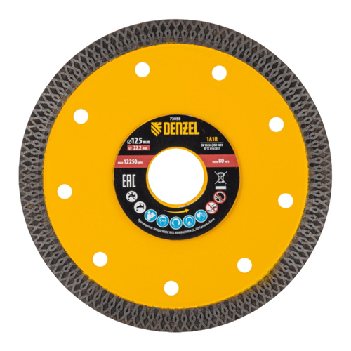Диск алмазный отрезной 125 х 22,2мм, сплошной, супертонкий, горячий пресс, сухой/мокрый рез Denzel