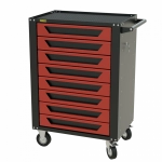 Тележка инструментальная Garopt 8 ящиков КРАСНАЯ, центральный замок, увеличенные колеса, доводчики, GAROPT Серия "High", высота 1040мм