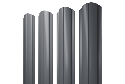 Штакетник Полукруглый Slim фигурный 0,5 GreenCoat Pural BT, matt RR 23 темно-серый (RAL 7024 мокрый асфальт)