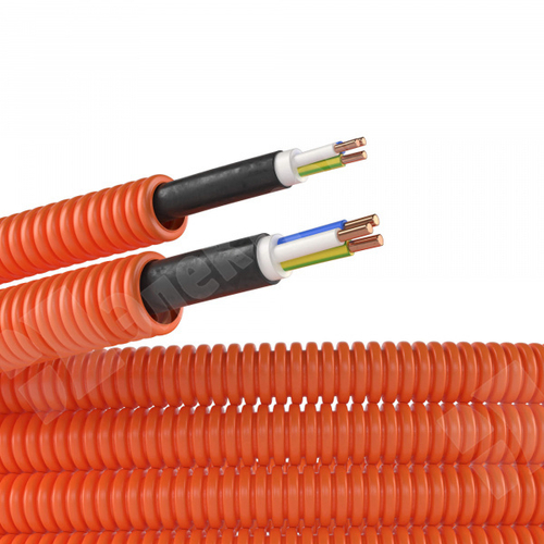 Электротруба ПНД гибкая гофр. д.16мм, цвет оранжевый, с кабелем ВВГнг(А)-LS 3х1,5мм² РЭК "ГОСТ+", 50 7L91650 DKC (ДКС)