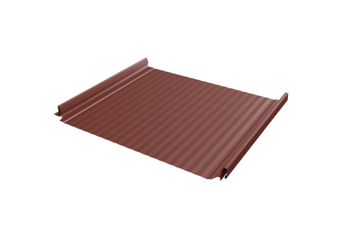 Кликфальц Pro Gofr Grand Line 0,5 Satin с пленкой на замках RAL 3009 оксидно-красный