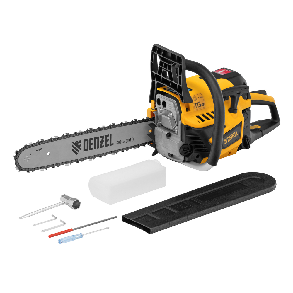 Пила цепная бензиновая DS-4516, шина 40 см, 45 см3, 2,5 л.с, шаг 0,325, паз 1,5 мм, 64 звена Denzel