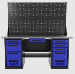 Верстак двухтумбовый 4 ящиков /5 ящиков с двумя экранами и ящиком, 1800*700 синий GAROPT, GT1800Y1Y4Y5PP2.blue