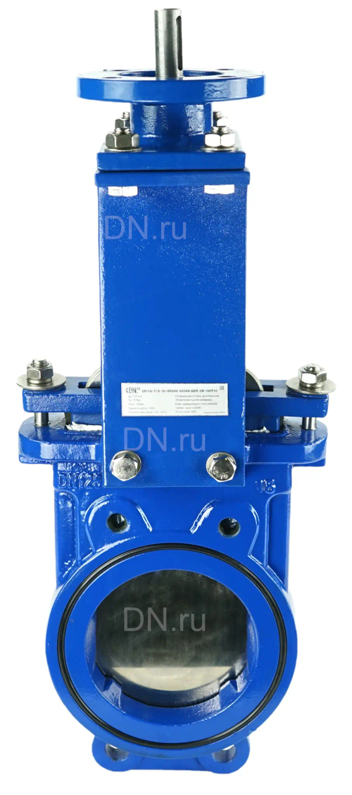 Задвижка шиберная DN.ru GVKN1331N-2W-Fb-ISO Ду125 Ру10 двусторонняя, межфланцевая, шпиндель - невыдвижной, корпус - чугун GGG40, шибер - нержавеющая сталь 304, уплотнение - NBR, с ISO-фланцем и голым штоком, круглый шток 18, F10