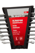 Набор ключей комбинированных, 6-19 мм, 8 шт, CrV, матовый хром Matrix