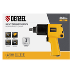 Ударный пневмогайковерт IW860+набор головок, 1/2", 7000 об/мин, 868 Нм Denzel