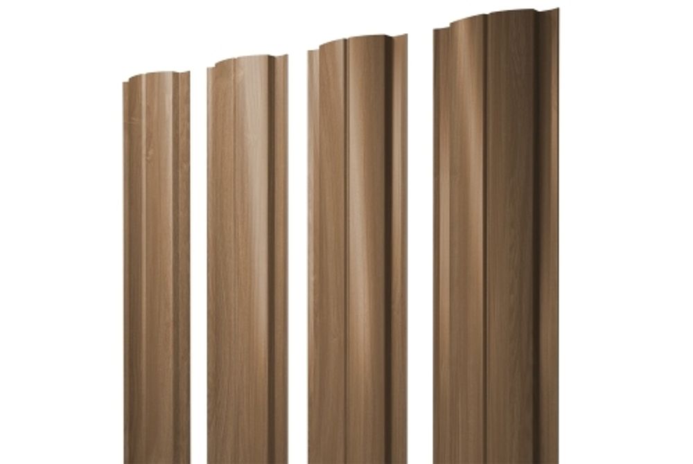 Штакетник Полукруглый Slim с прямым резом 0,45 Print Elite Honey Wood TwinColor