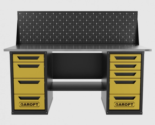 Верстак двухтумбовый 4 ящиков /5 ящиков с экраном 1800*700 желтый GAROPT, GT1800Y4Y5PP.yell