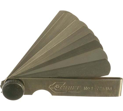 Набор щупов №1 GRIFF 0.02-0.1 мм, 9 пластин, длина 70 мм D127005