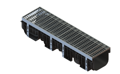 Лоток пластиковый PolyMax Drive DN200 h200 с решеткой ячеистой ОС кл.А15 (к-т)