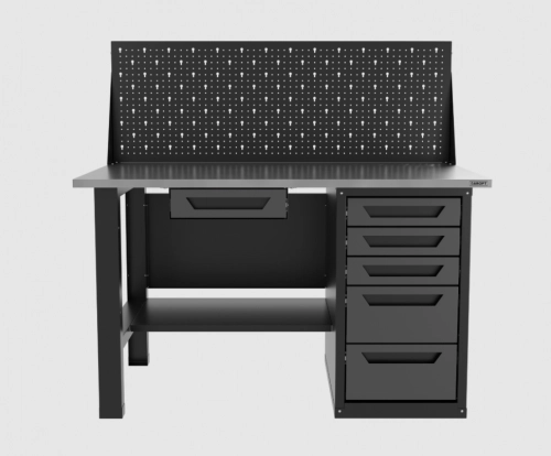 Верстак однотумбовый 5 ящиков с экраном и ящиком, серый 1400*700 Garopt, GT1400STY1Y5PP.grey