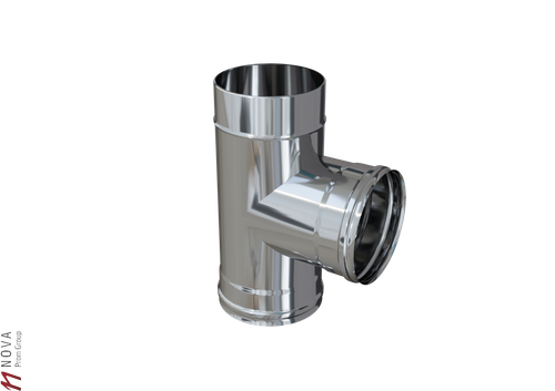 Тройник Феррум угол 90°, нержавеющий (430/0,8мм), ф200, по дыму