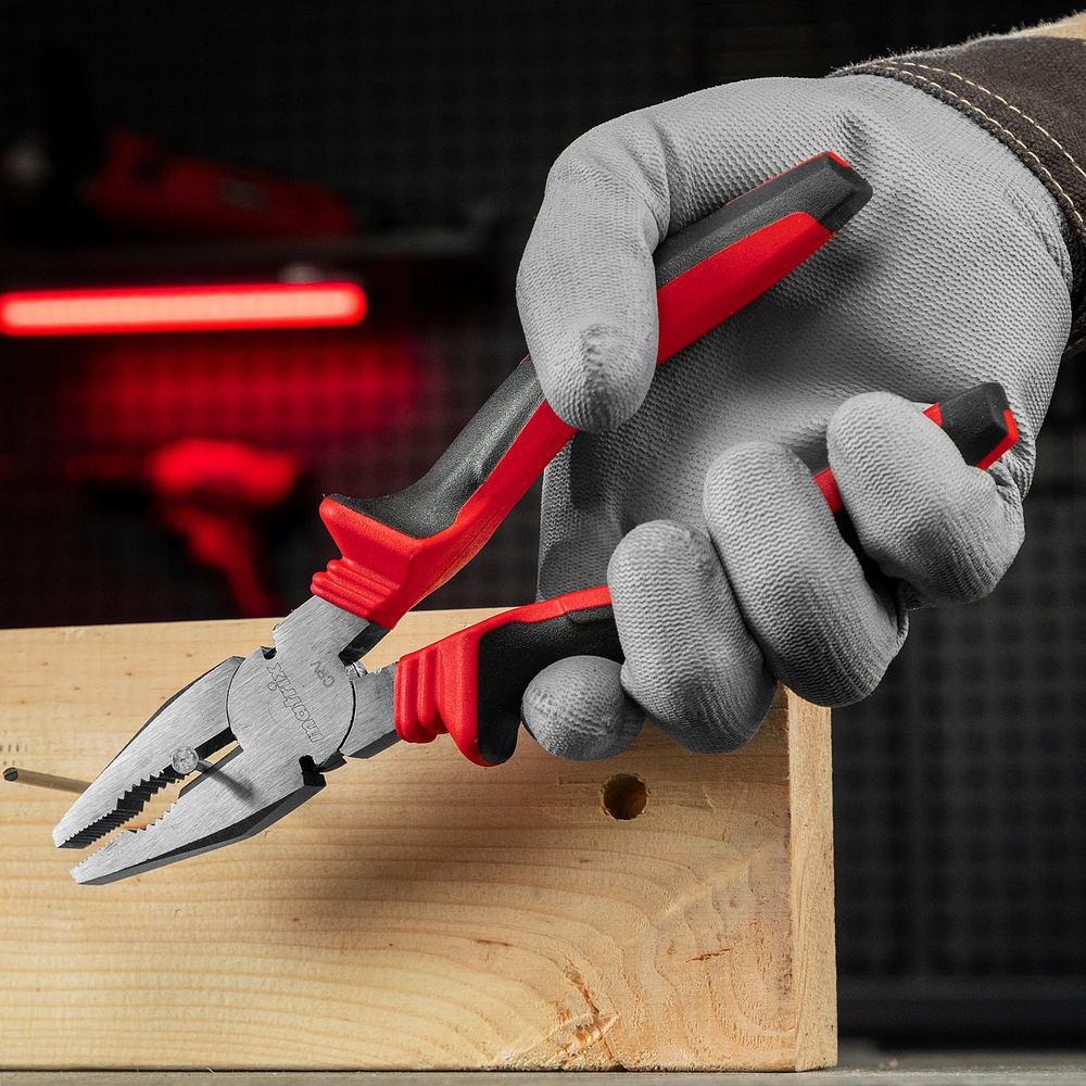 Плоскогубцы комбинированные, 200 мм, хром-ванадий, двухкомпонентные рукоятки Matrix