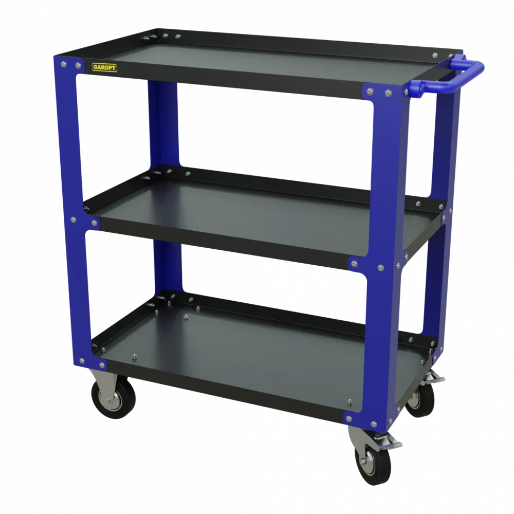 gt3.blue Инструментальная тележка GAROPT, три полки, cерия "No boxes", Синяя