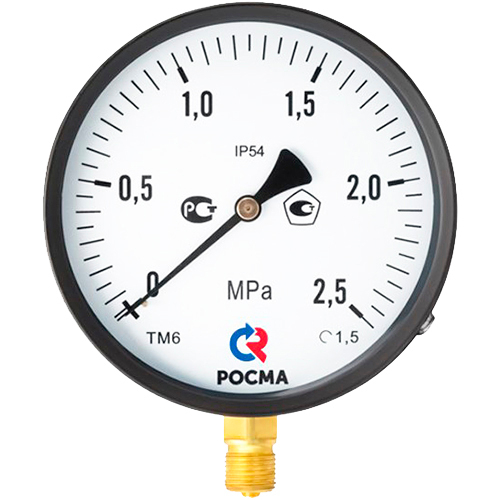 Манометр радиальный Росма ТМ-61GР.GG IP54 (G-G.4МПа) М2Gх1.5 1.5 общетехнический специального исполнения, 15Gмм, тип - ТМ-61GР, радиальное присоединение, шкала (G-G.4МПа), резьба М2Gх1.5, класс точности 1.5