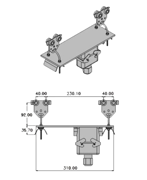 Кабельная тележка для передвижного пульта МЕТАЛЛИЧЕСКАЯ H-C3007 (H-CO9) для С-рельса 16кон