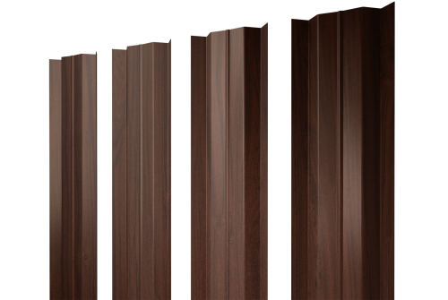Штакетник М-образный В с прямым резом 0,45 Print Elite Choco Wood TwinColor