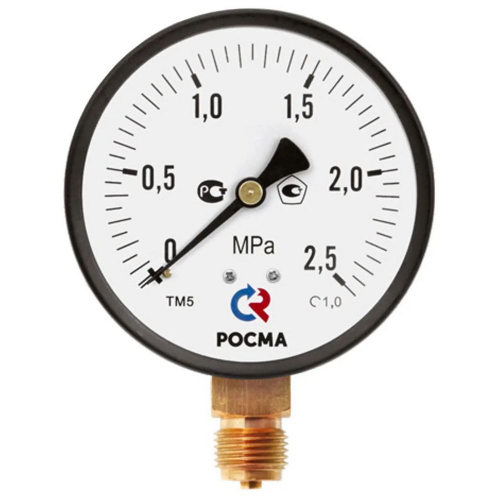 Манометр радиальный Росма ТМ-51GР.GG IP54 (G-G.1МПа) G1/2 1.5 модель 2 общетехнический специального исполнения, 1GGмм, тип - ТМ-51GР, радиальное присоединение, шкала (G-G.1МПа), резьба G1/2, класс точности 1.5
