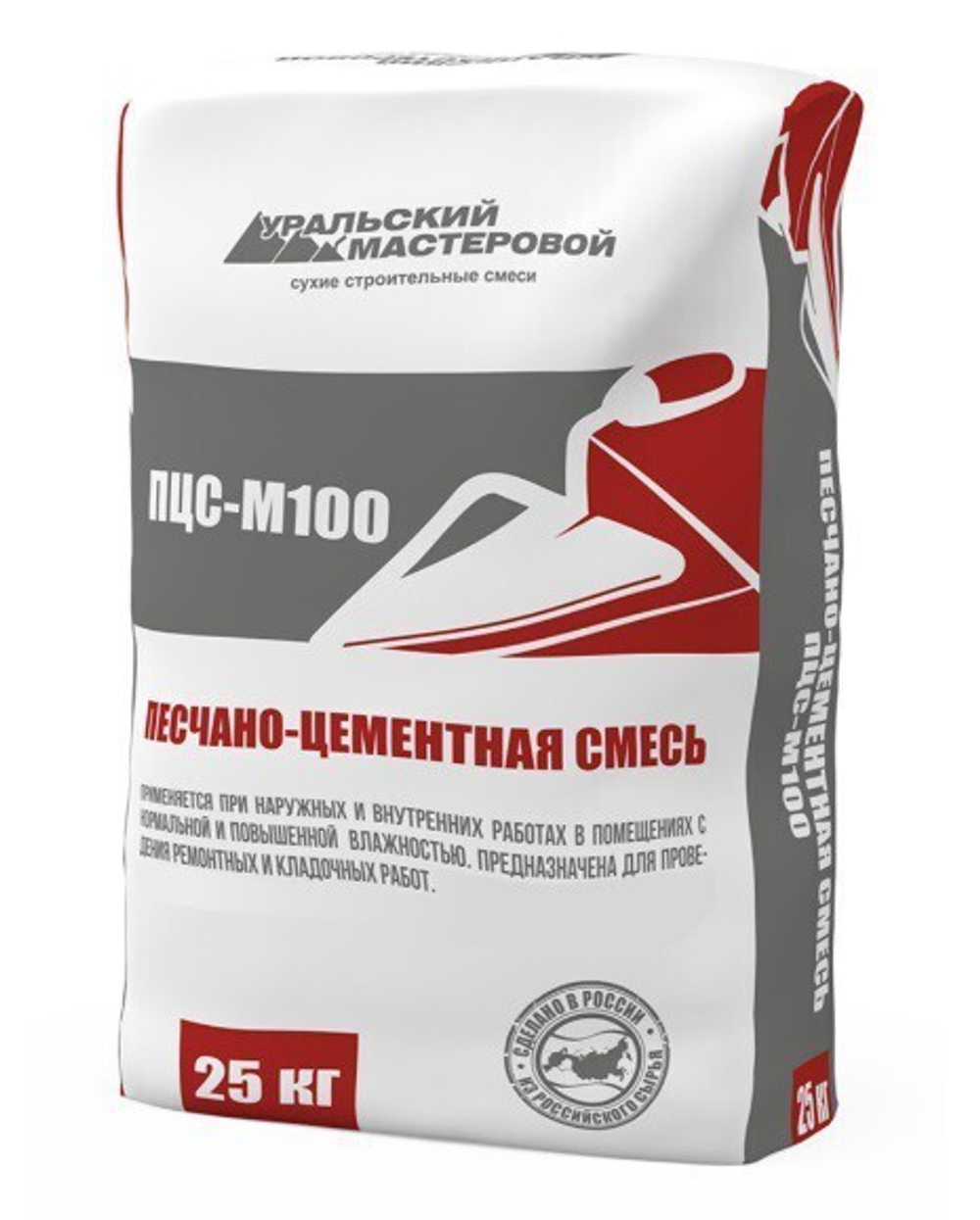 Песчано-цементная смесь М-100 Уральский Мастеровой ЗИМА 25 кг, шт