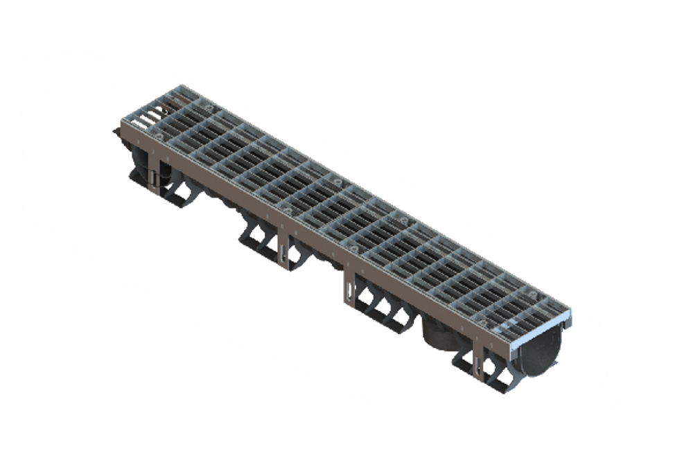 Лоток водоотводный PolyMax Drive DN100 h120 пластиковый с решеткой ячеистой ОС кл.А (комплект)