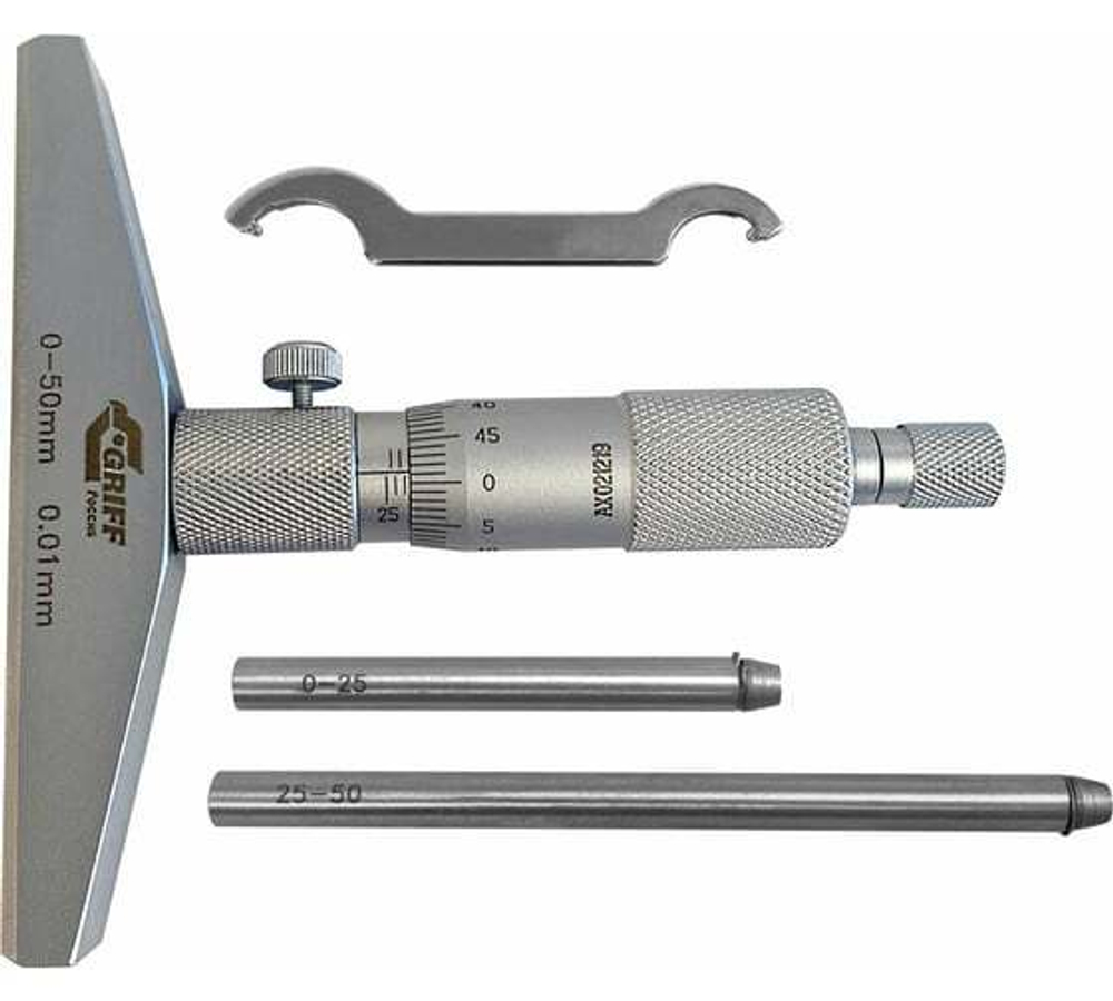 Микрометрический глубиномер GRIFF ГМ 50 ГОСТ 7470-92 пр-во Guilin Measuring D102005