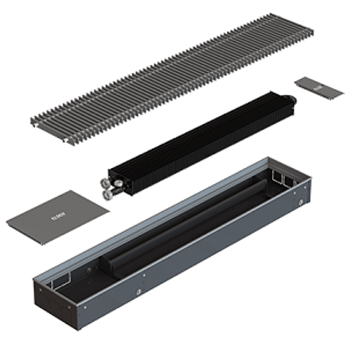 Конвектор внутрипольный, ELSEN, EKN, с естественной конвекцией, ширина, мм-300, высота, мм-150, длина, мм-3000, роликовая решётка, алюминий, цвет-натуральный, рамка-алюминий, мощность, Вт (90/70/20°C)-2683 Вт