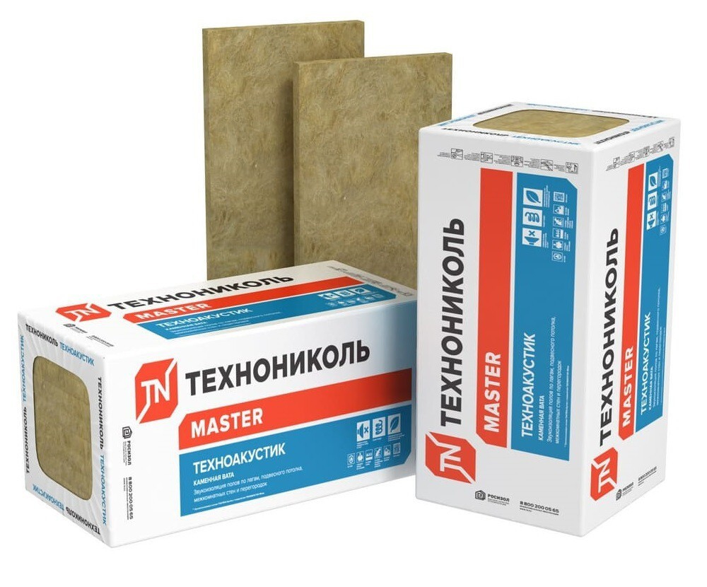 Минеральная вата ТехноАкустик 40 кг/м3 1200х600х50 мм, 12 шт/упак