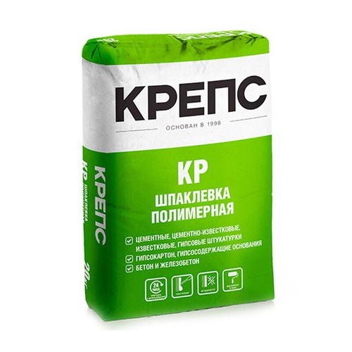 Шпаклевка полимерная КРЕПС КР финишная супербелая, слой до 3 мм, 20 кг, шт