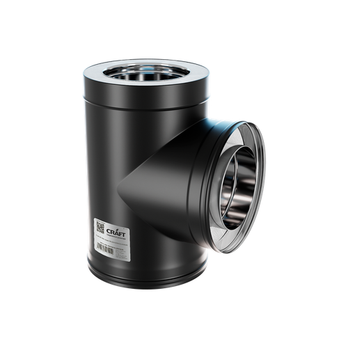 Тройник Craft 90° утепленный нержавеющий (316/0,8/430/0,5) ф150/250 по воде черный