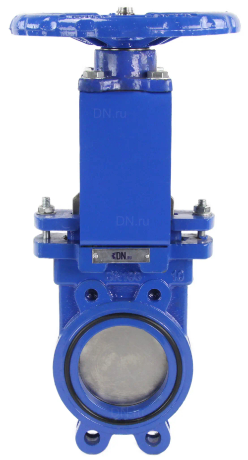 Задвижка шиберная DN.ru GVKR1331N-2W-Fb-S Ду100 Ру10 двусторонняя, межфланцевая, шпиндель - выдвижной, корпус - чугун GGG40, шибер - нержавеющая сталь 304, уплотнение - NBR, управление - штурвал, WENZ