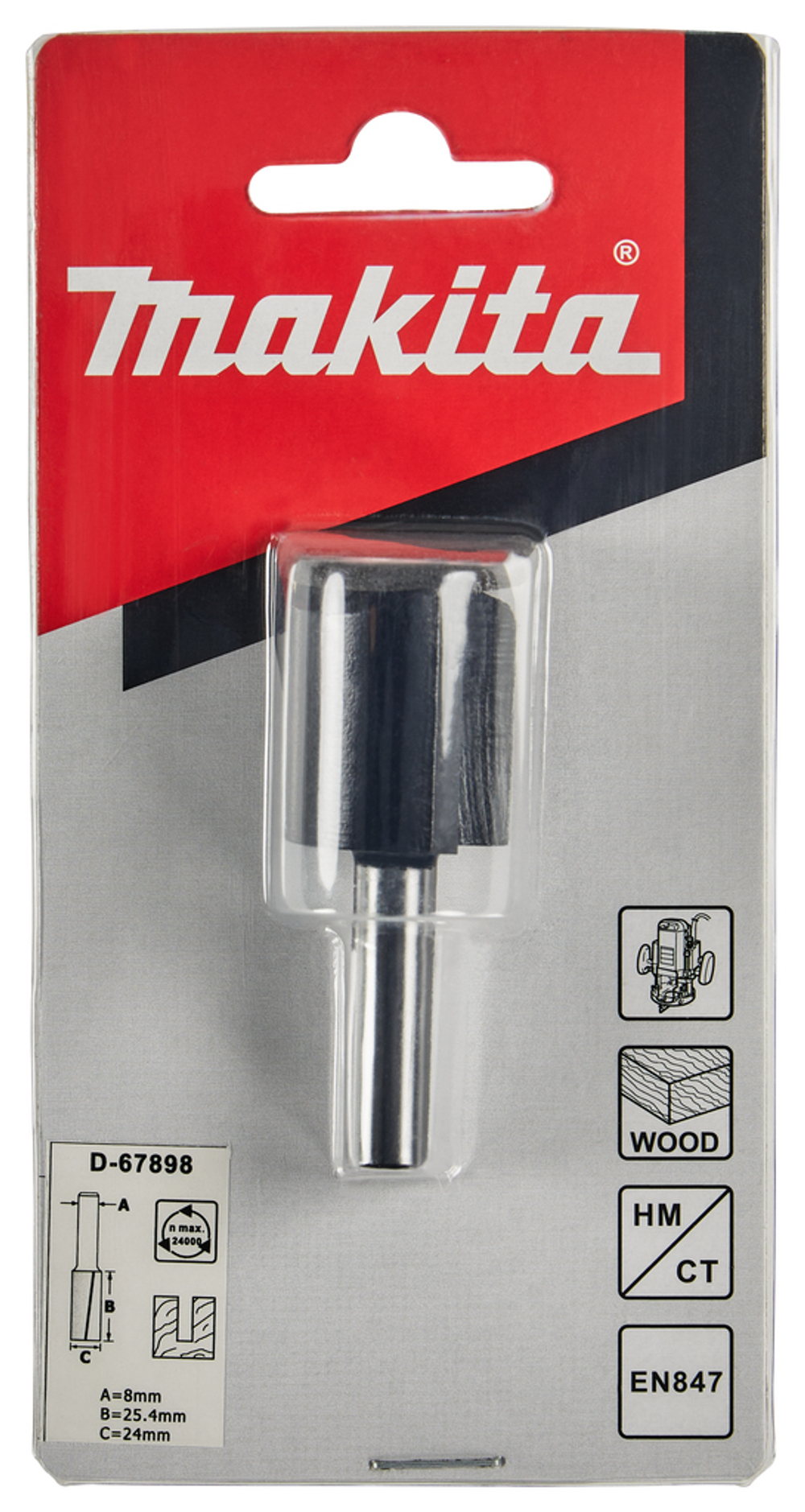 Фреза пазовая 24х25.4, S8, 2T Makita D-67898