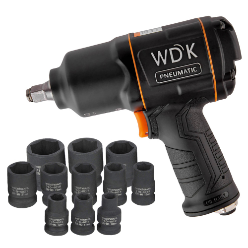 WDK-20440SK Гайковерт пневматический ударный WIEDERKRAFT 1/2", 1360 Нм WDK-20440 с набором ударных г