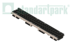 Лоток водоотводный PolyMax Drive DN100 h76 пластиковый с решеткой щелевой чугунной ВЧ кл. Е (комплект)