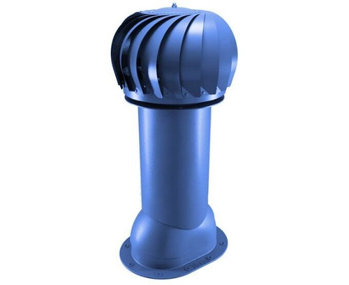 Роторная вентиляция для готовой мягкой и фальцевой кровли d125мм, h-650мм не утепленная, синяя RAL 5005