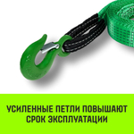 Трос буксировочный HITCH REGULAR, масса авто 2,5т, разрывная 7,5т, 5,0м, лента 50мм, крюк-крюк