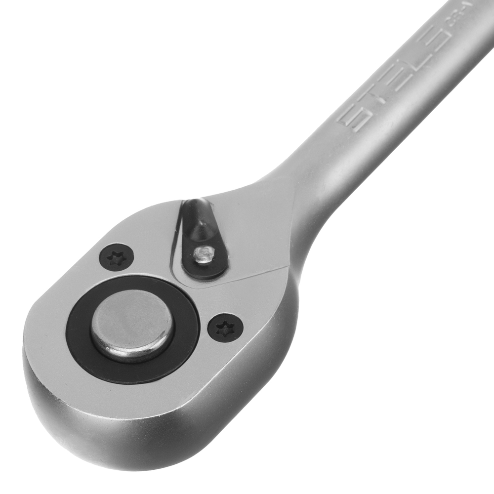Ключ-трещотка 1/2", CrV, 72 зуба, с быстрым сбросом, матовый хром Stels
