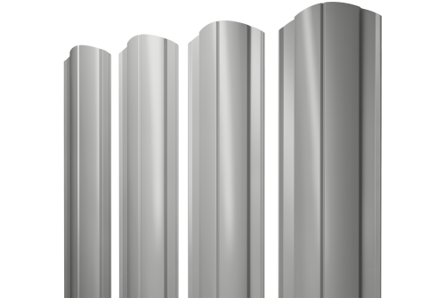 Штакетник Круглый фигурный 0,45 PE RAL 9006бело-алюминиевый