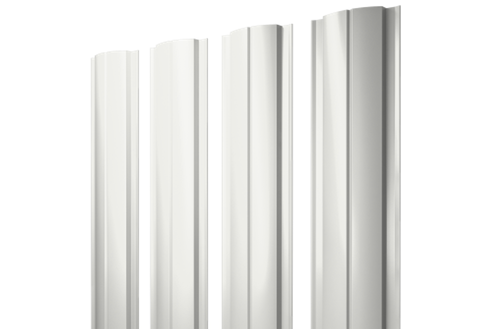 Штакетник Полукруглый Slim с прямым резом 0,45 PE-Double RAL 9003 сигнальный белый