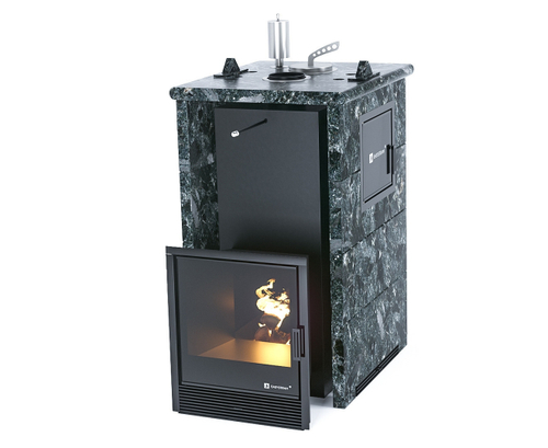 Печь для бани ИзиСтим Сочи М2 Premium в трехстор. кожухе из пироксенита вход с тыл.стороны закр.верх