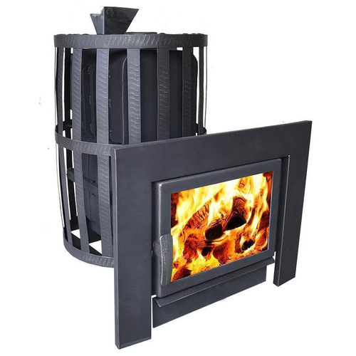 Печь для бани Березка Воевода 20 Флагман (камин) (закр.каменка) сетка чугунная