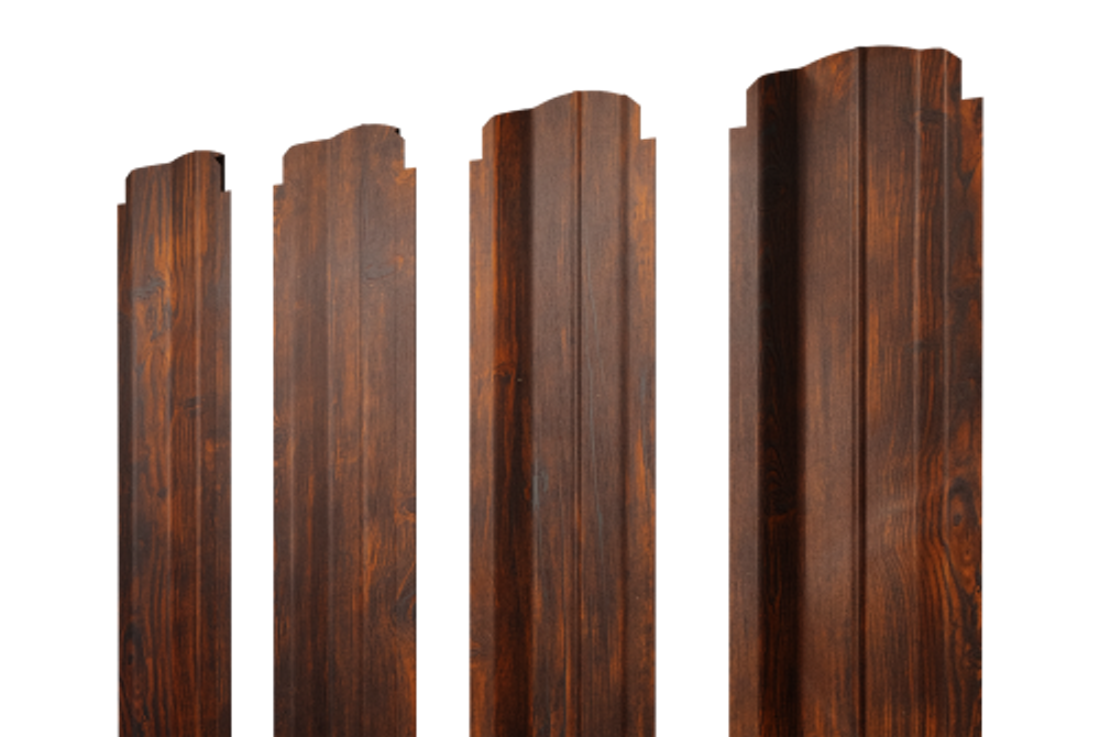 Штакетник П-образный B фигурный 0,45 Print Elite Chestnut Wood TwinColor
