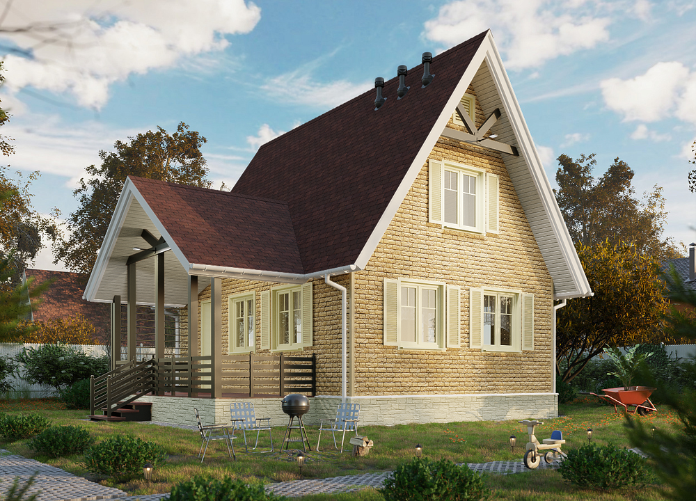 Сайдинг LUX под камень, Bergart, пекан