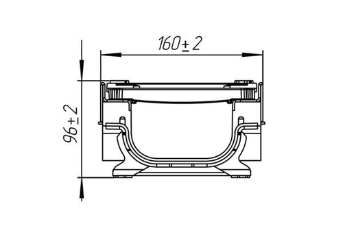 Лоток водоотводный PolyMax Drive DN100 h96 пластиковый с решеткой щелевой чугунной ВЧ кл.C (комплект)