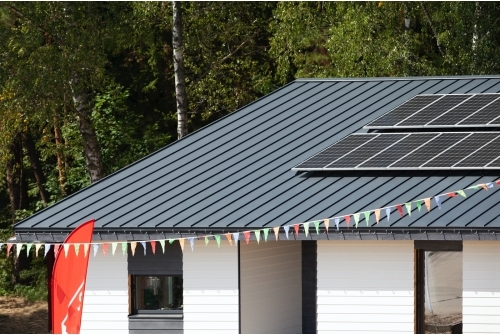 Фальц двойной стоячий Grand Line 0,45 Drap с пленкой на замках RAL 7016 антрацитово-серый