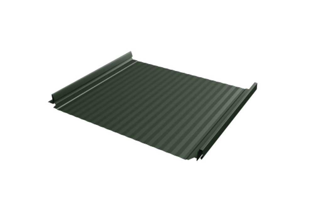 Кликфальц Pro Gofr Grand Line 0,5 GreenCoat Pural BT с пленкой на замках RR 11 темно-зеленый (RAL 6020 хромовая зелень)